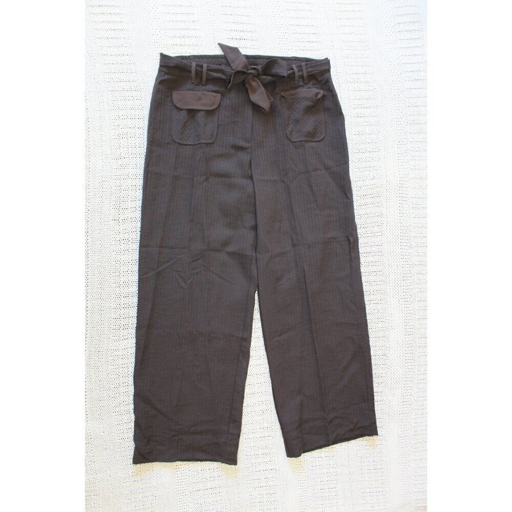 Soft Surroundings Wide Leg Women's Dress Pants Size XL Tie Waist Brown Career